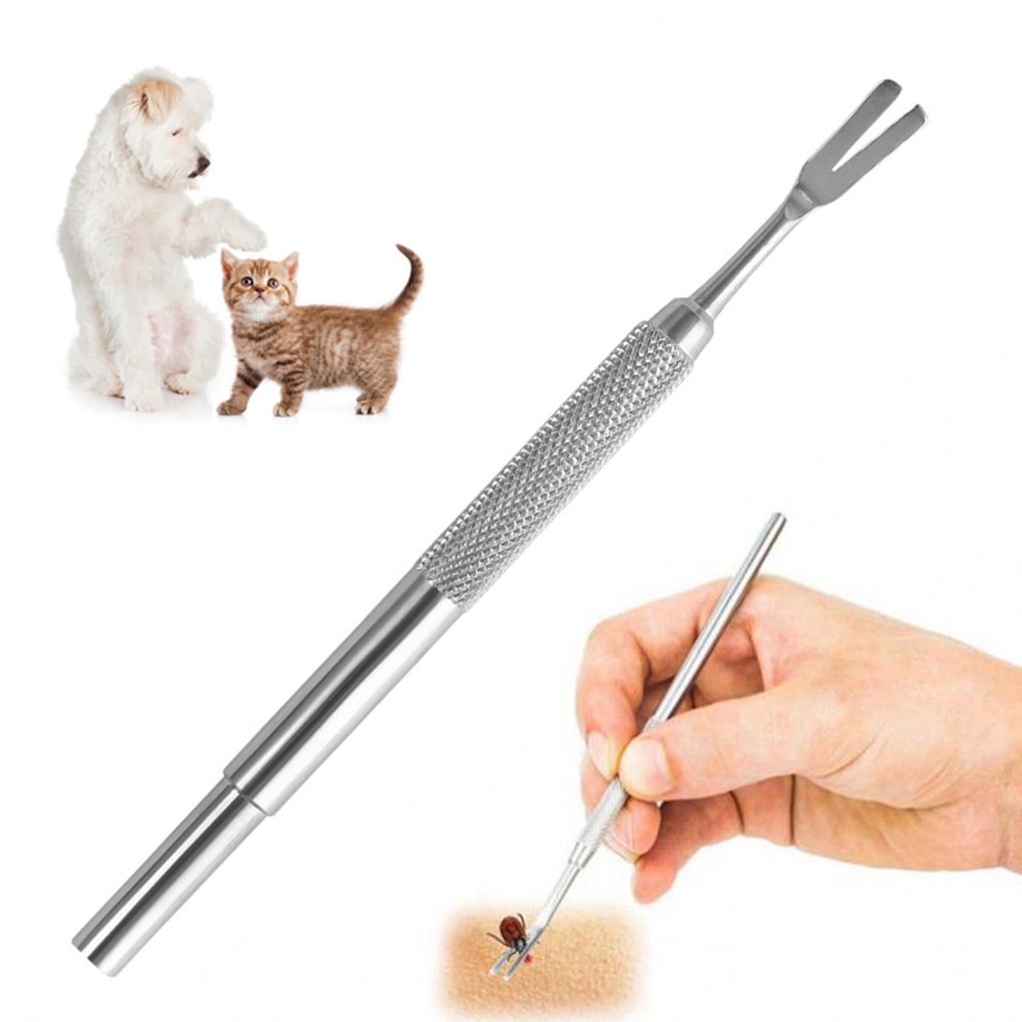 Cheers.US 1 Set Tick Remover Tool Set Stainless Steel Tick Remover Kit for Cats and Dogs Grooming Supplies for Puppy