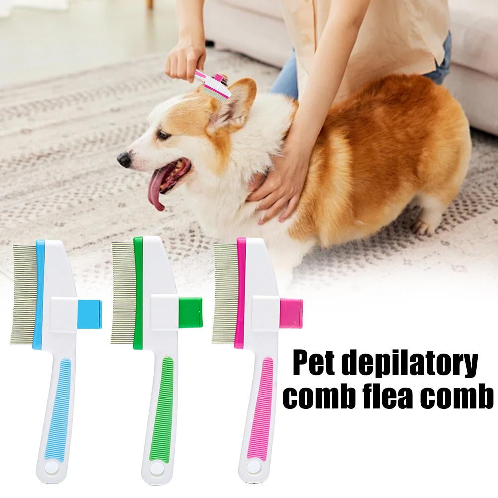 Pet Hair Removal Comb Flea Comb, New Cat Brush with Release Button, Pet Grooming Shedding Brushes for Short and Long Hair Dogs Cats Supplies