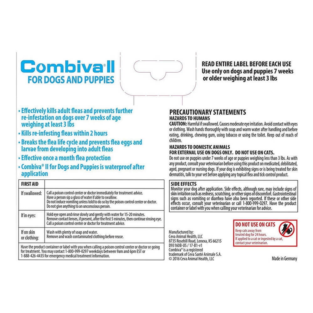 Combiva II for Dogs & Puppies 21-55 lbs 3 ct
