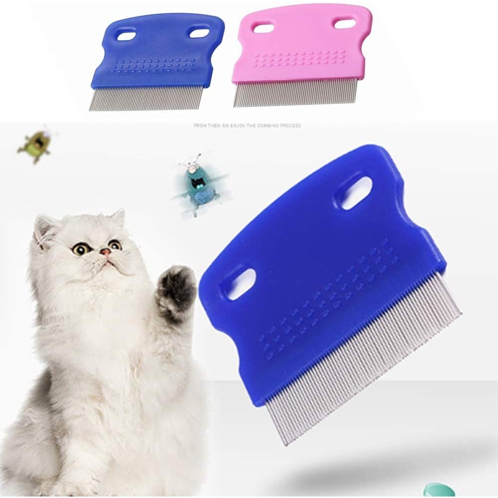3Pcs Flea Comb Cat Dog Pat Comb Flea Comb Remover with Handle Flea Removal Grooming Comb Stain Remover Combs for Long Hair Dogs and Cats(Random Color)