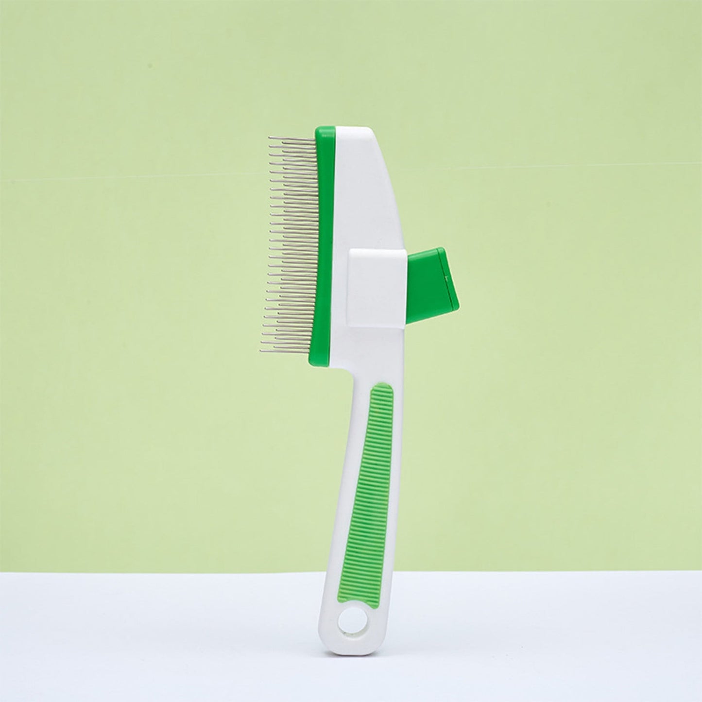 Self-Cleaning Pet Comb with Release Button, Dual-Sided Flea Comb for Cats/Dogs, Stainless Steel Grooming Brush for Shedding Hair Removal