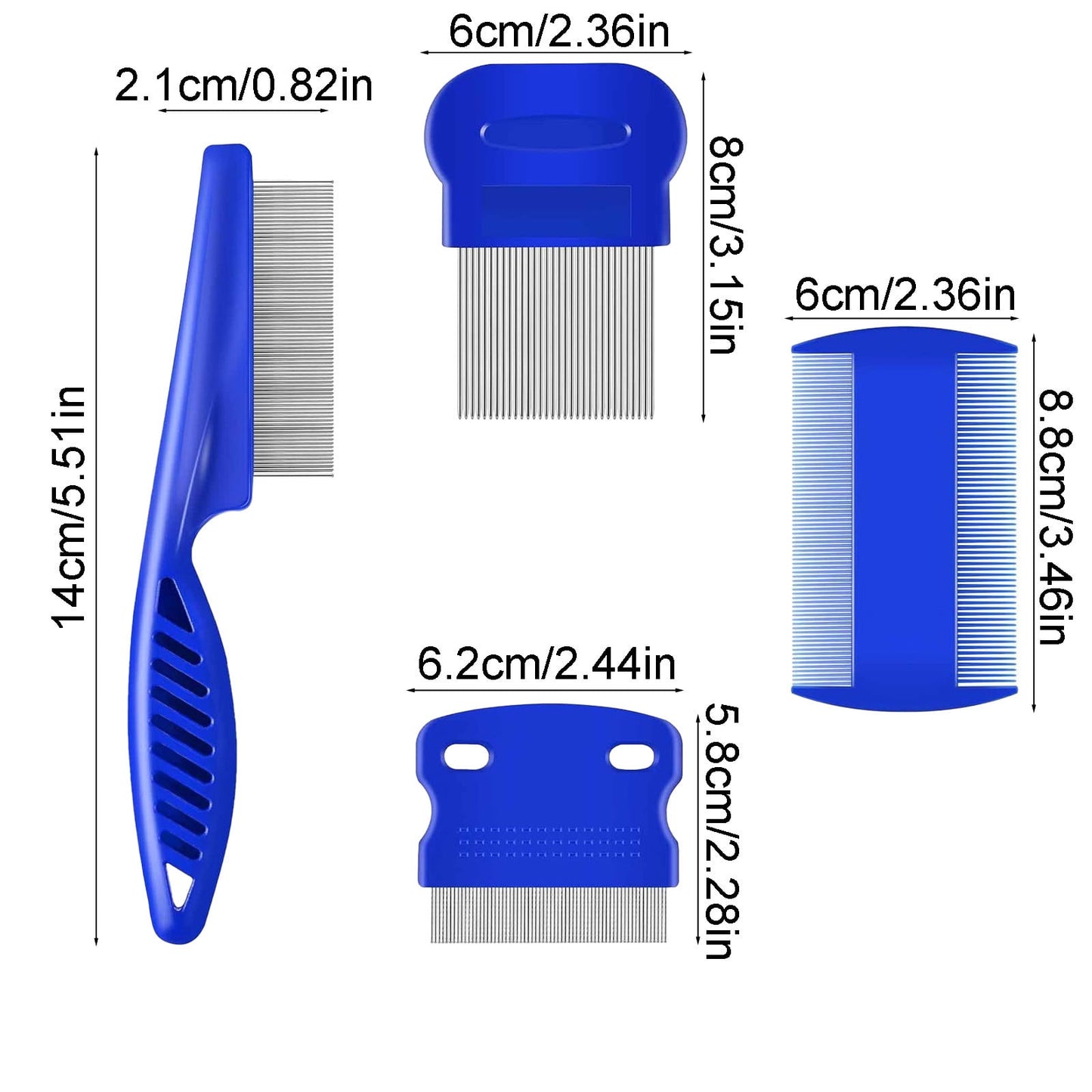 Sokhug Four - Piece Pet Comb Set for Dogs Cats Flea Comb Tear Stain Comb Dandruff Hair Stains Removal Dense Tooth Needle Comb for Grooming