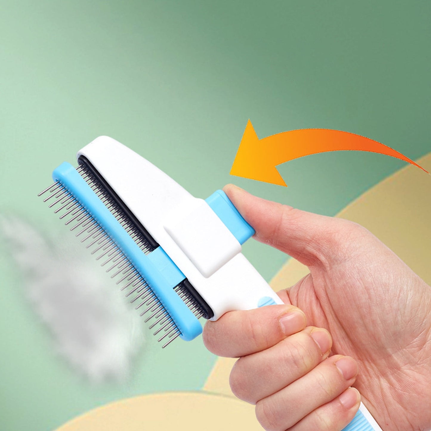 Self-Cleaning Pet Comb with Release Button, Dual-Sided Flea Comb for Cats/Dogs, Stainless Steel Grooming Brush for Shedding Hair Removal