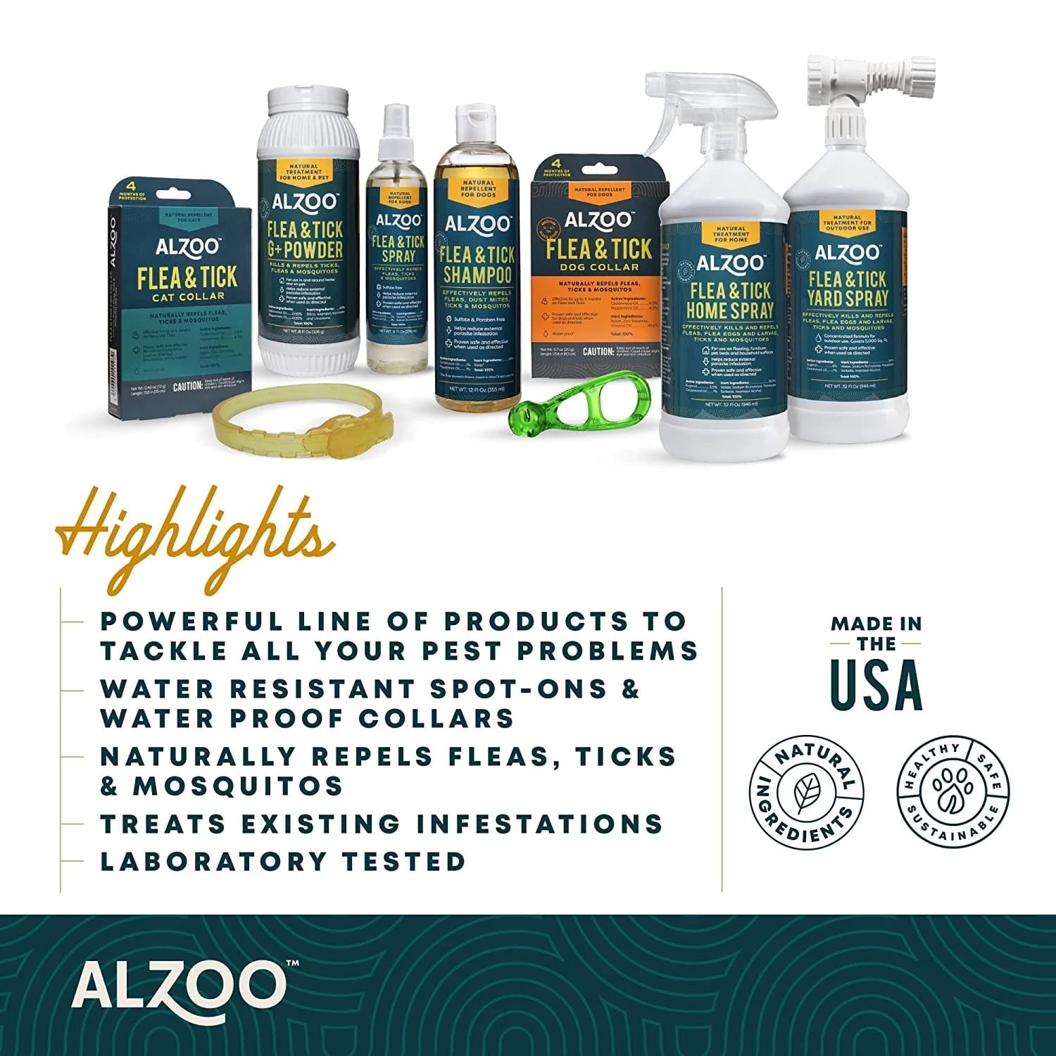 ALZOO Natural Flea & Tick G+ Powder Natural Home Treatment for Pets