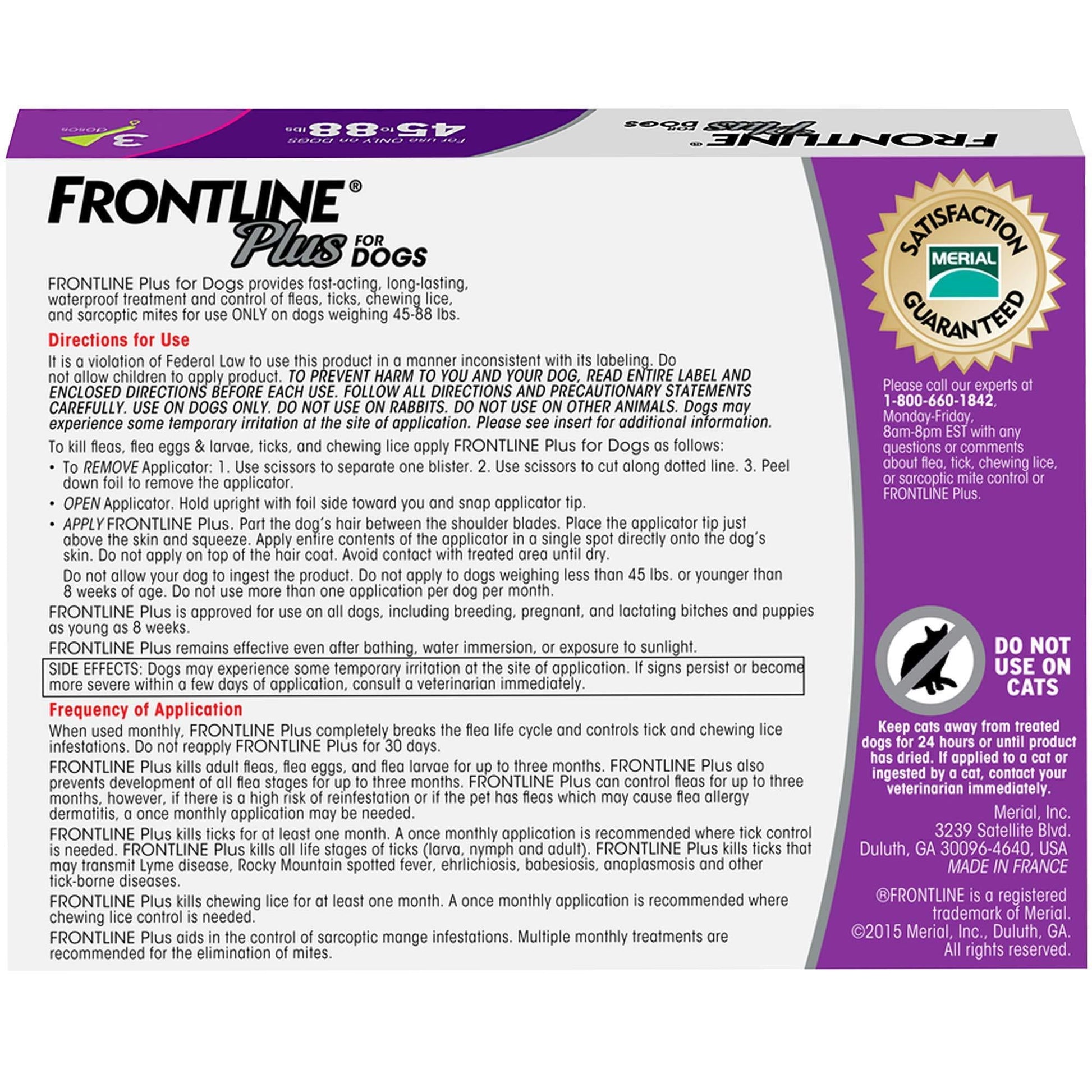 Frontline Plus for Large Dogs, 45-88 lbs, Flea & Tick Control, 3 Ct.