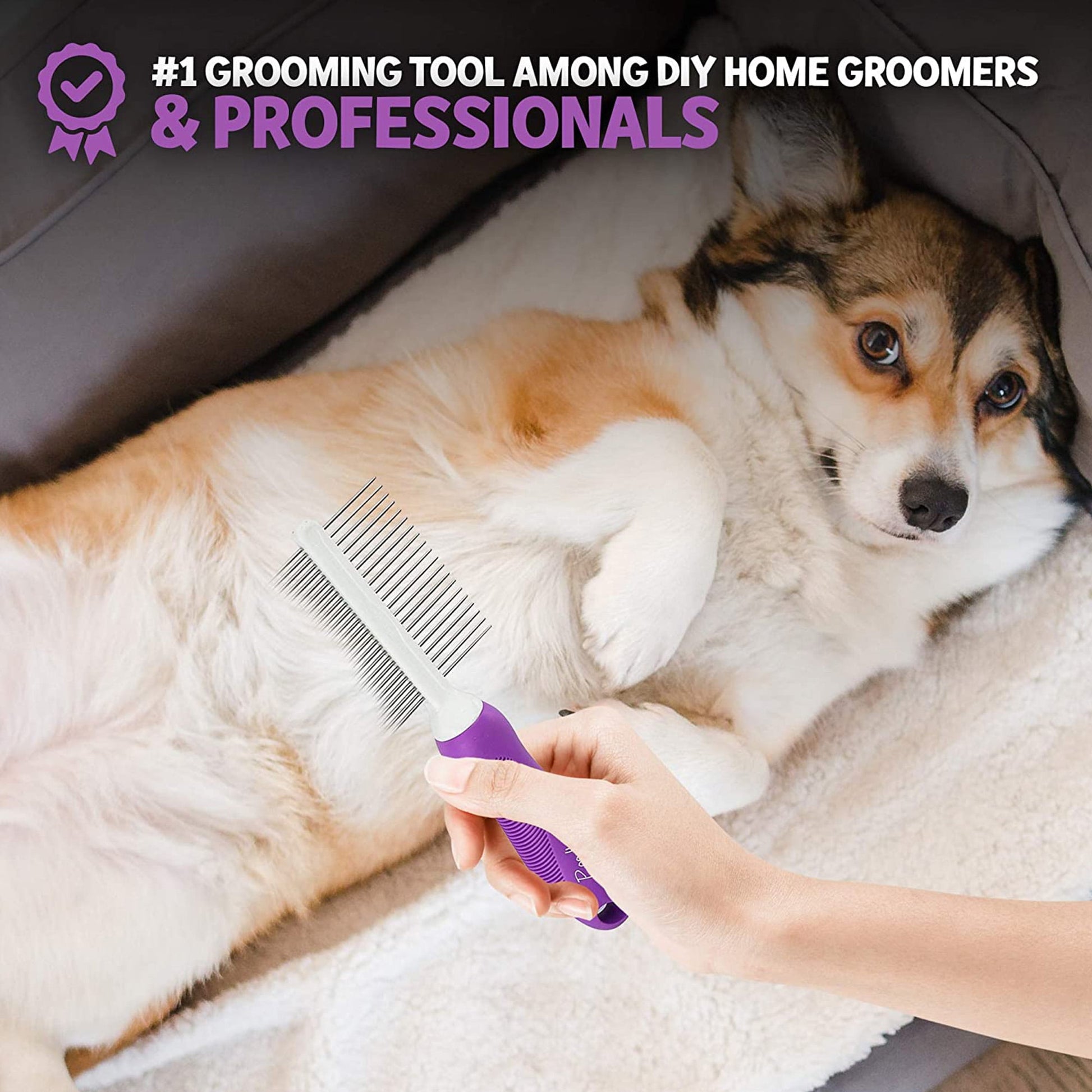 Poodle Pet Double-Sided Stainless Steel Dog & Cat Pet Comb Grooming Hair Tool