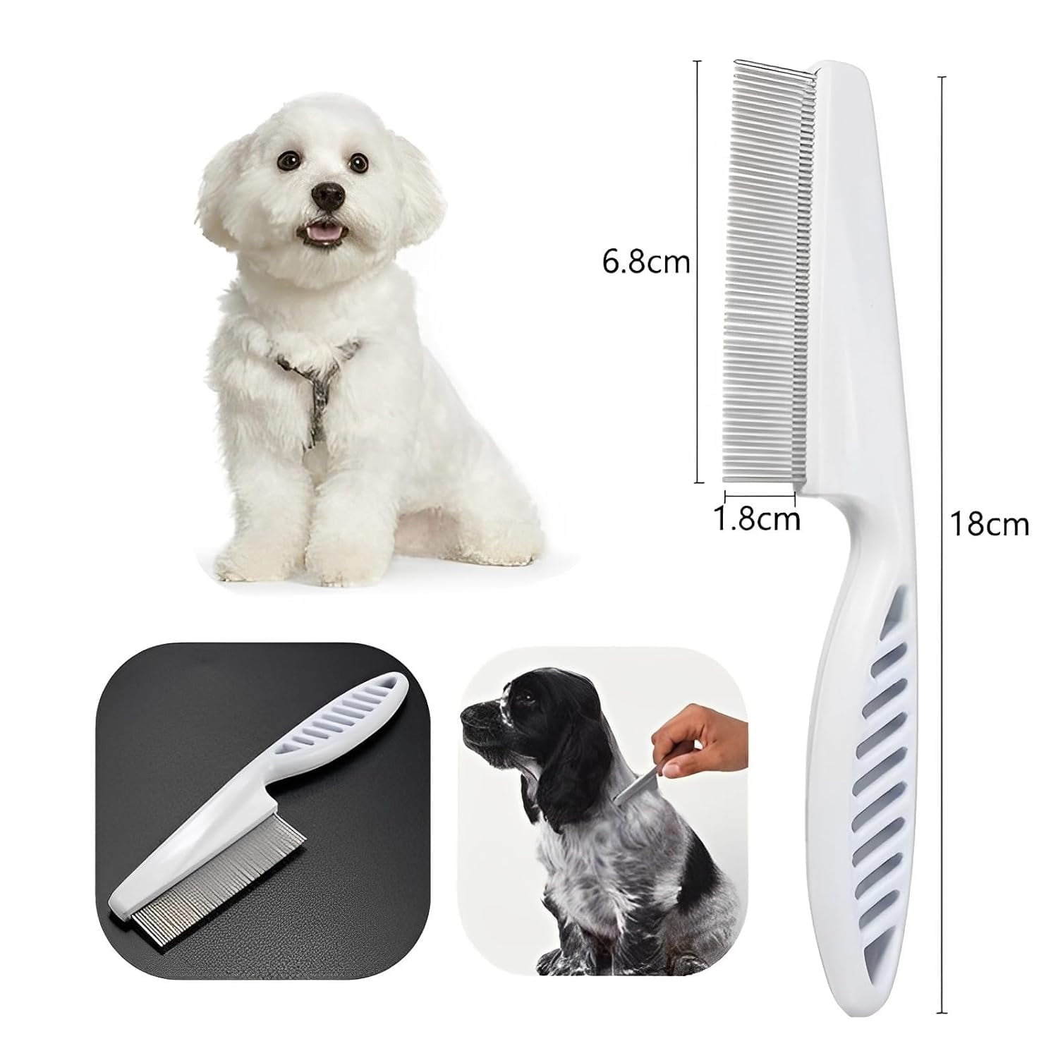Flea Comb for Dogs and Cats, Pet Lice Comb Fine Tooth Grooming Tool for Removing Tear Stains, Fleas, Dandruff, Lice