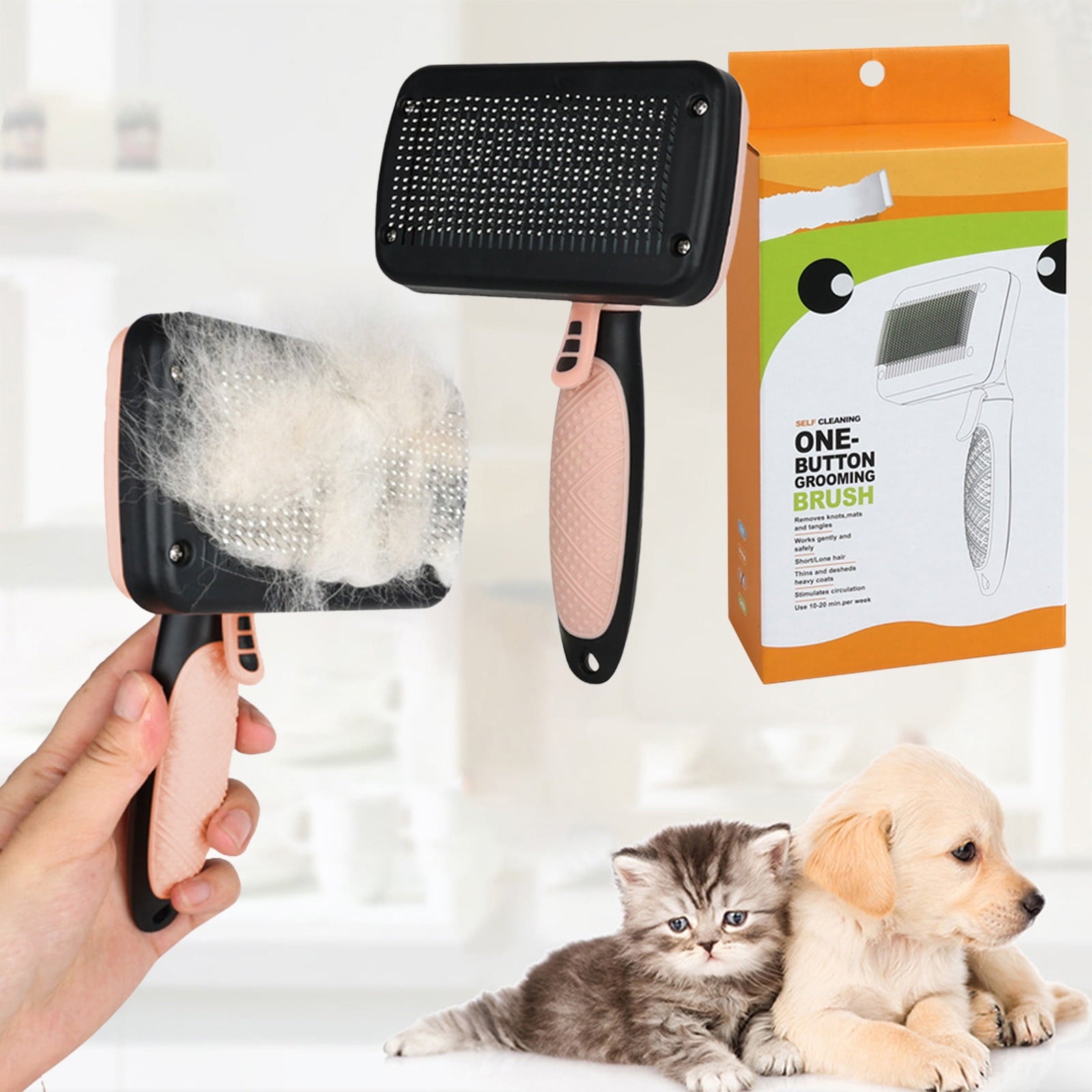 Nkmbld Pet Month Shopping List Pet Comb Suitable for Dogs and Cats Detangling and Hair Removal Comb Hair Removal Self Cleaning Needle Comb
