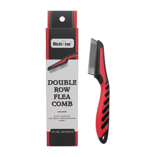 2 Pcs Double Row Flea Comb for Dogs & Cats - Long Handle Pet Grooming Tool for Ticks, Lice & Flea Removal - Gentle Detangling & Hair Care - Lightweight Durable Comb for Small Animals & Pets