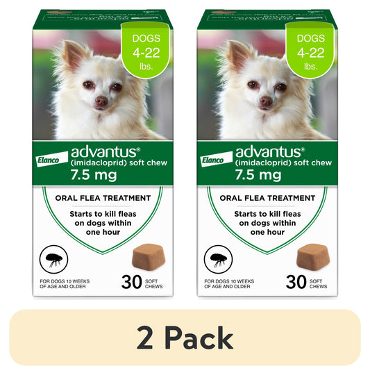 (2 pack) Advantus Chewable Flea Treatment for Dogs 4 - 22 lbs. | 30 Soft Chews