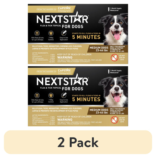(2 pack) NEXTSTAR Flea & Tick Topical Prevention for Dogs 23-44 lbs, 1-Month Supply