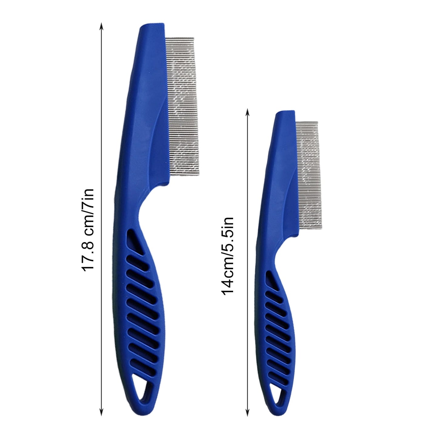 Zksm 2Pcs Pet Grooming Comb Multifunctional – Stainless Steel Flea Comb for Cats, Dogs, Pet Tear Stain Removal Brush for Deshedding