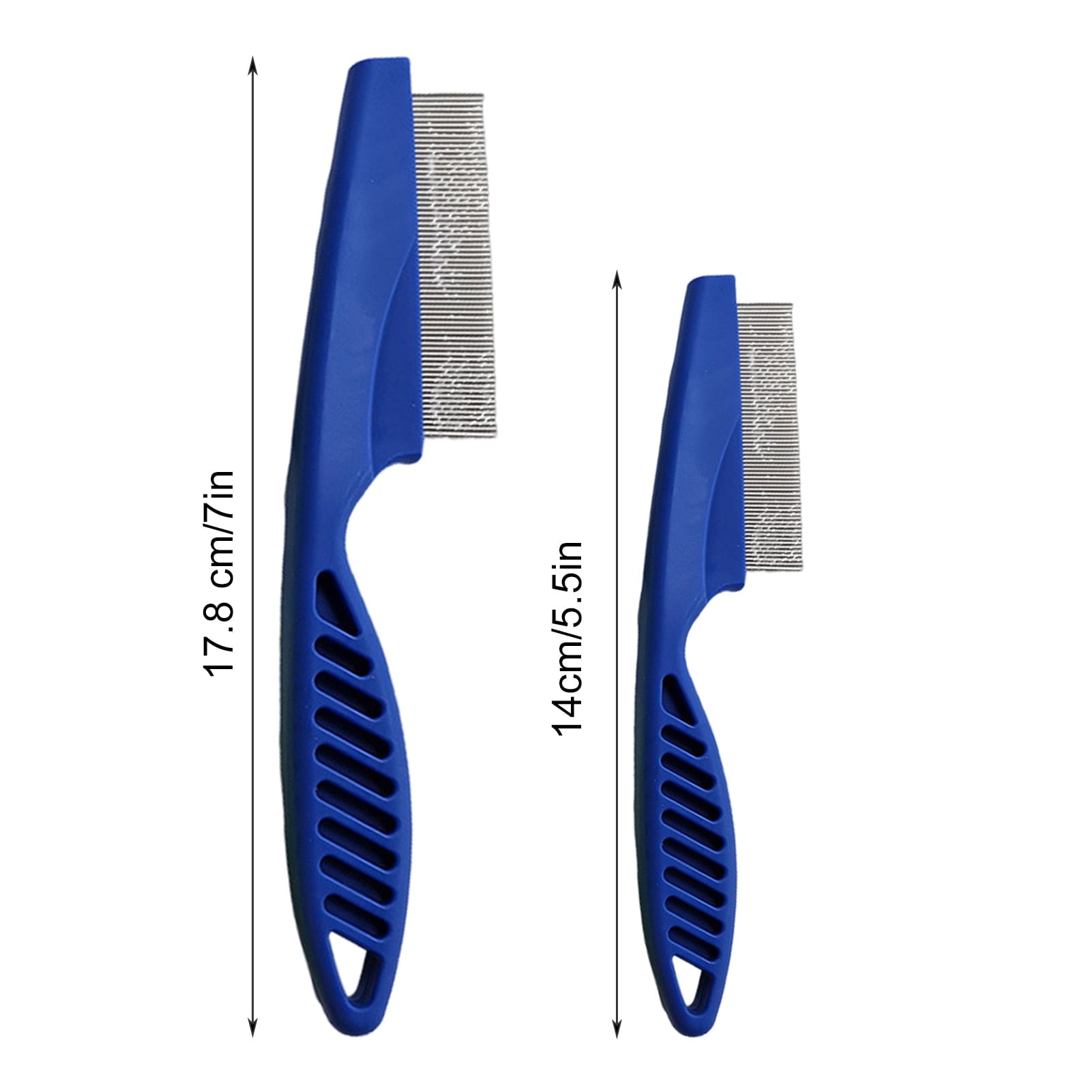 Zksm 2Pcs Pet Grooming Comb Multifunctional – Stainless Steel Flea Comb for Cats, Dogs, Pet Tear Stain Removal Brush for Deshedding