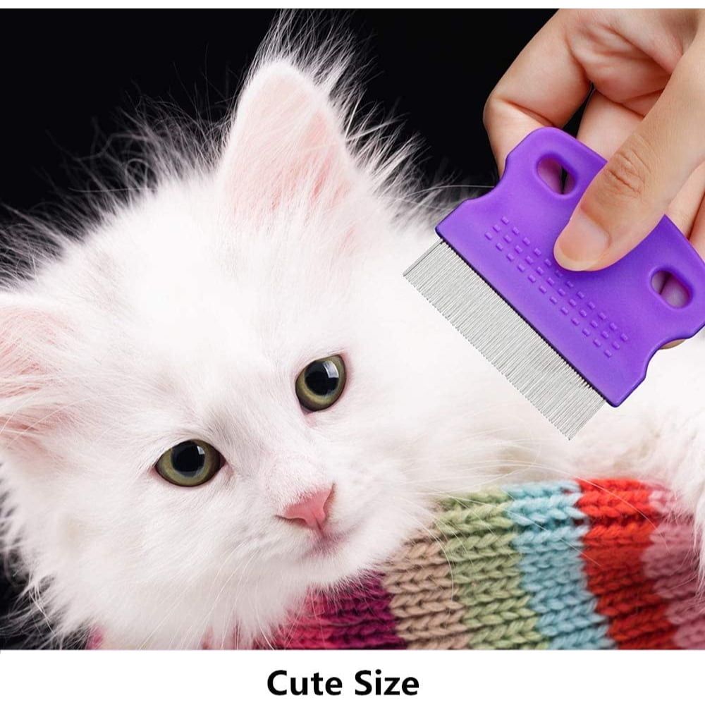 3Pcs Flea Comb Cat Dog Pat Comb Flea Comb Remover with Handle Flea Removal Grooming Comb Stain Remover Combs for Long Hair Dogs and Cats（Random Color)