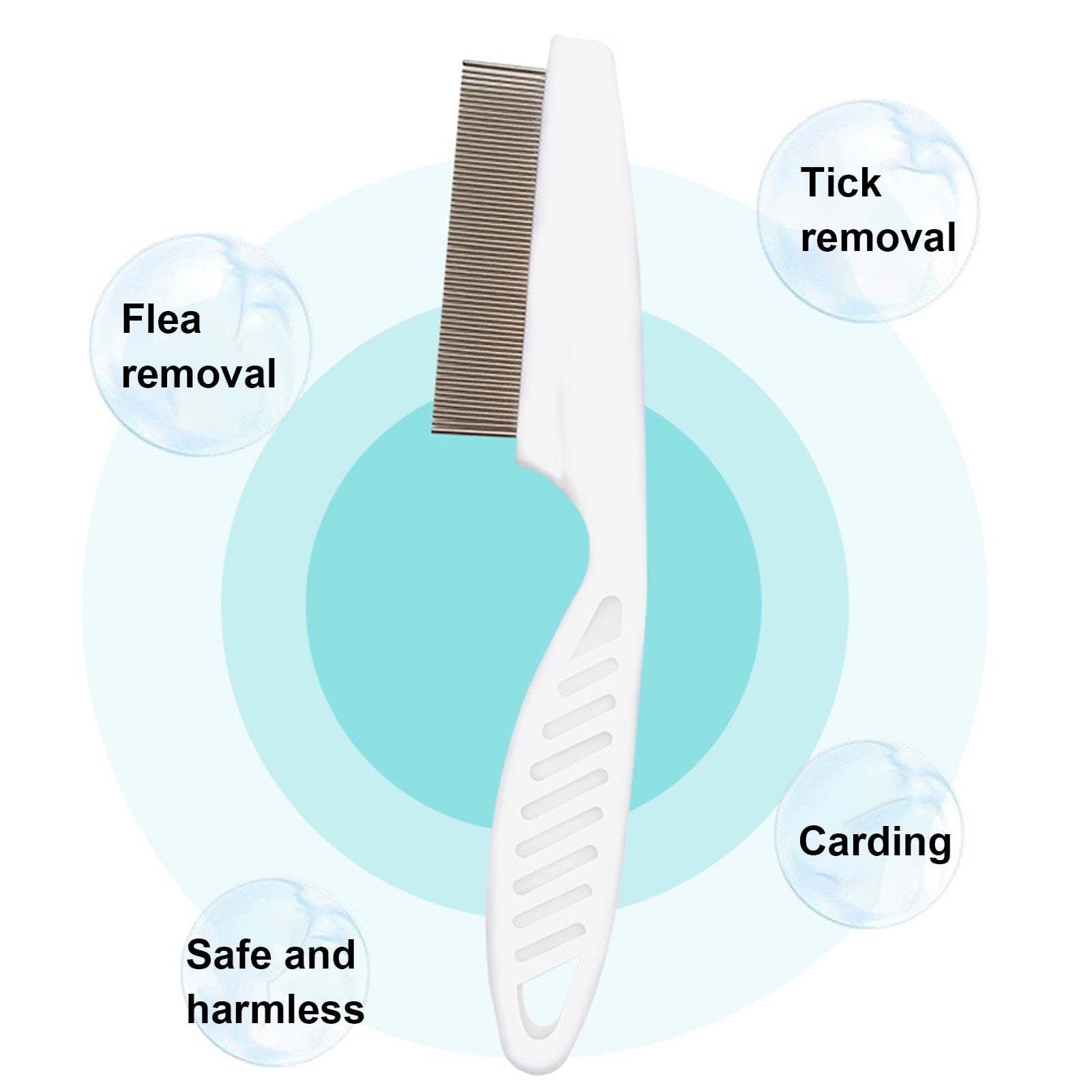 Zksm 2Pcs Pet Grooming Comb Multifunctional – Stainless Steel Flea Comb for Cats, Dogs, Pet Tear Stain Removal Brush for Deshedding