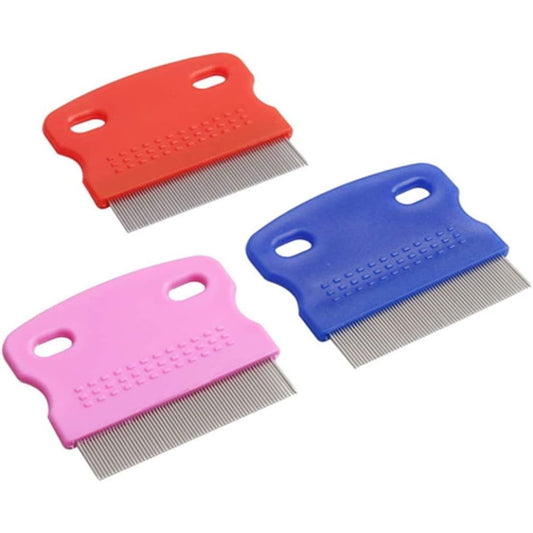 3Pcs Flea Comb Cat Dog Pat Comb Flea Comb Remover with Handle Flea Removal Grooming Comb Stain Remover Combs for Long Hair Dogs and Cats（Random Color)