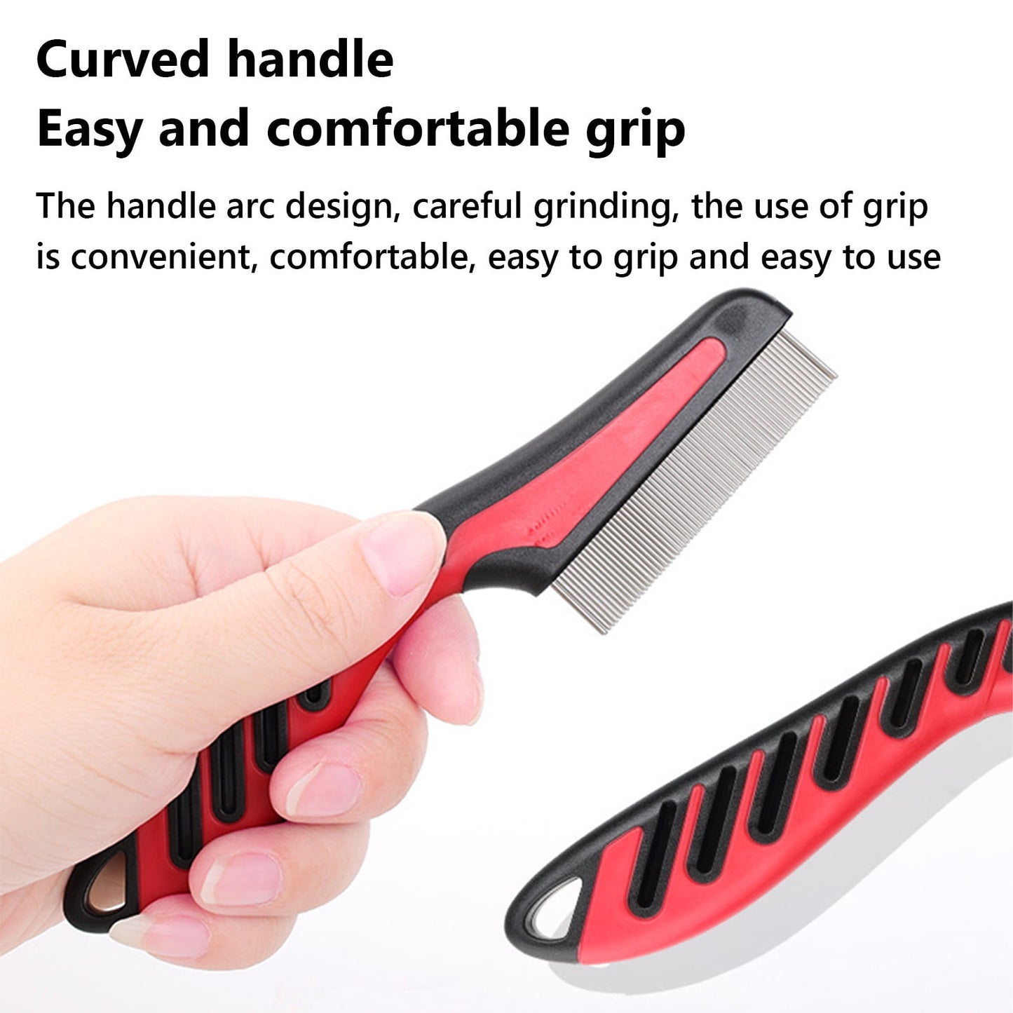 2 Pcs Double Row Flea Comb for Dogs & Cats - Long Handle Pet Grooming Tool for Ticks, Lice & Flea Removal - Gentle Detangling & Hair Care - Lightweight Durable Comb for Small Animals & Pets