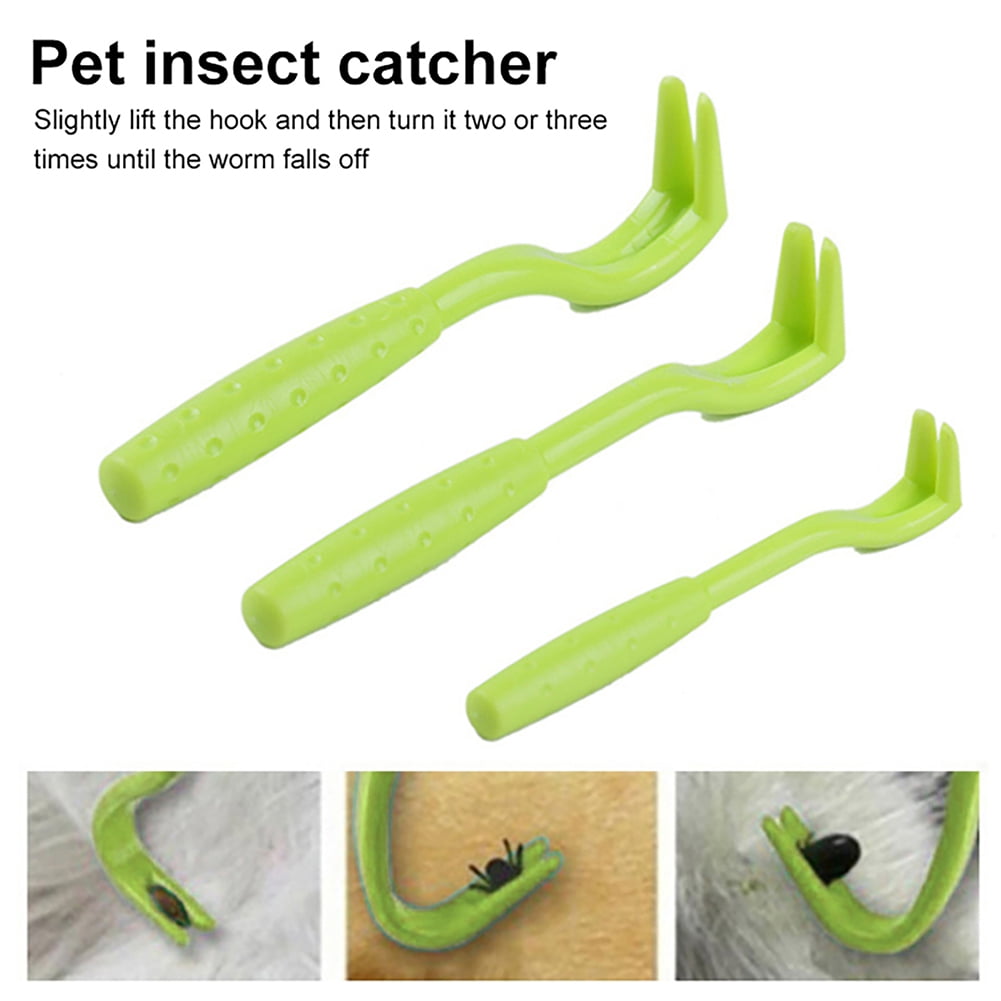 3pcs/set Pets Grooming Tick Clips Dogs Fleas Tweezer Cat Lice Clamp Tool (Green)