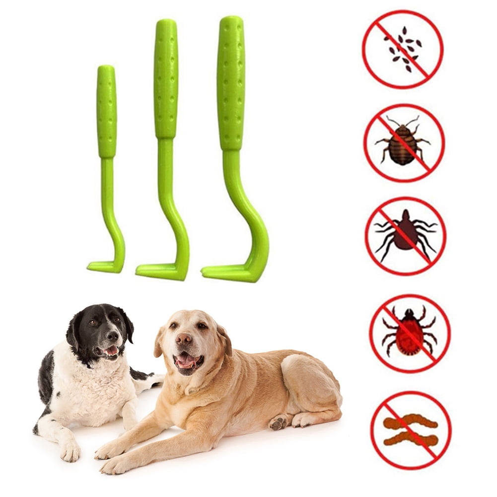 3pcs/set Pets Grooming Tick Clips Dogs Fleas Tweezer Cat Lice Clamp Tool (Green)