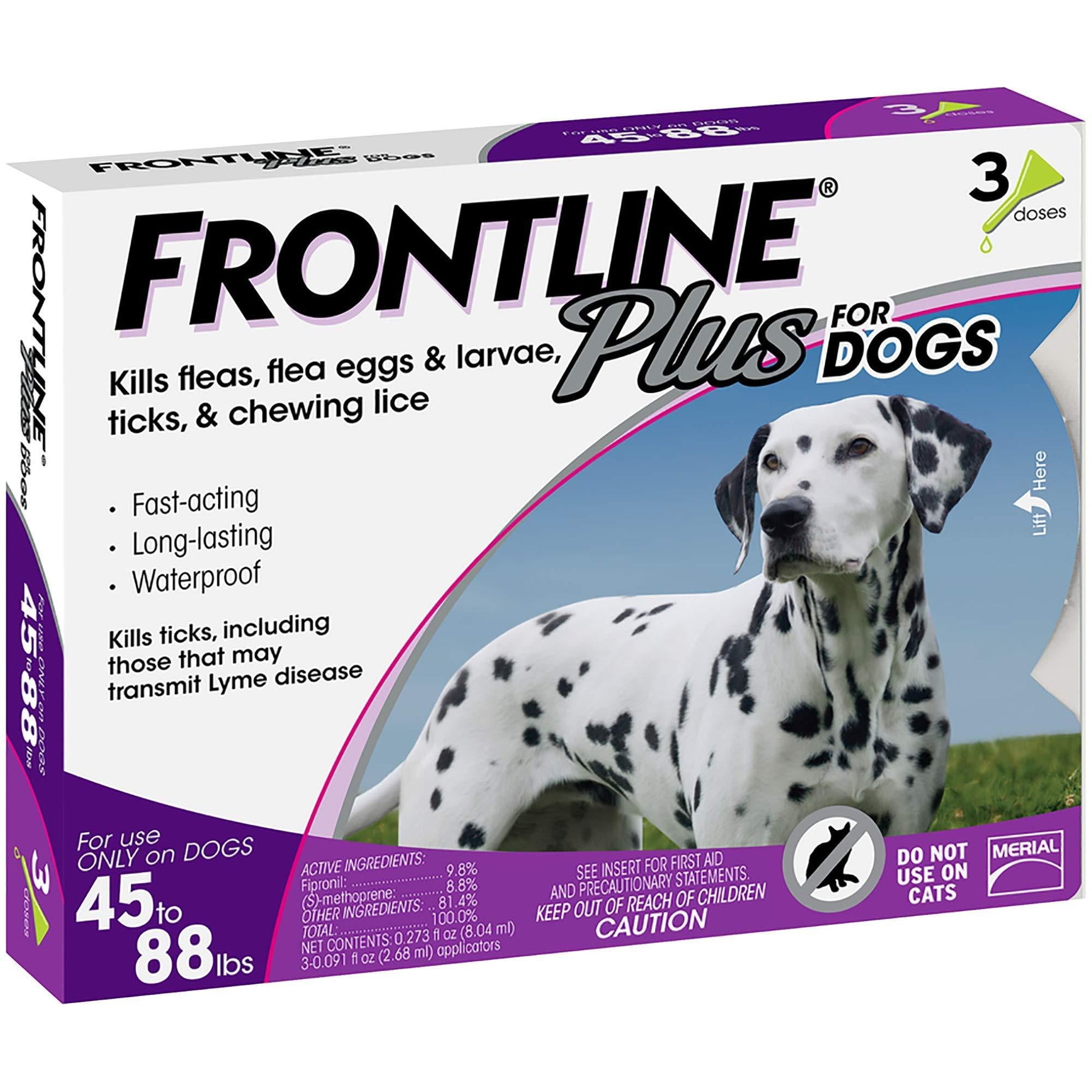 Frontline Plus for Large Dogs, 45-88 lbs, Flea & Tick Control, 3 Ct.