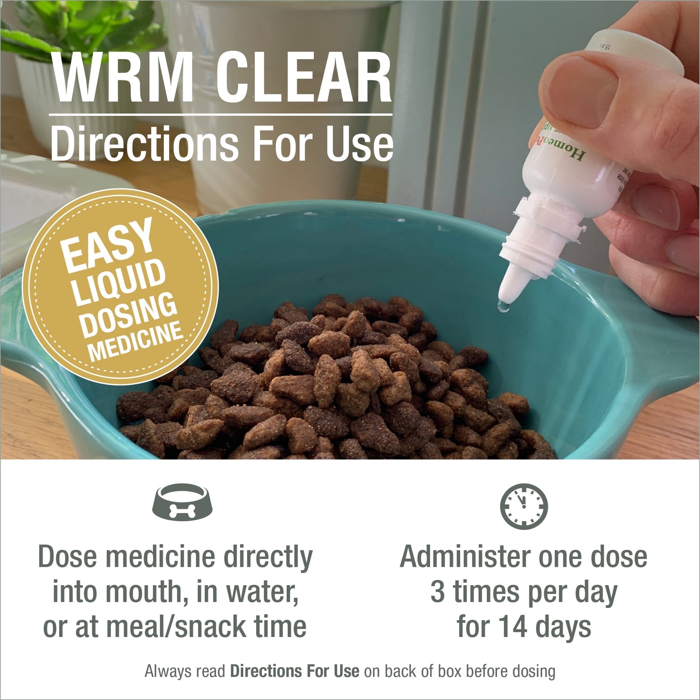 HomeoPet WRM Clear Broad-Spectrum Multispecies Parasite Treatment Solution, 15-Milliliter Bottle