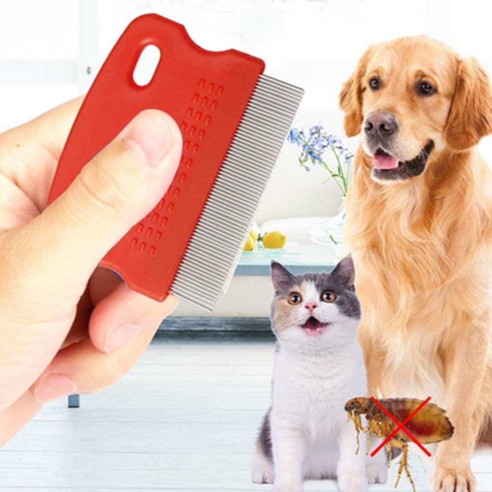 3Pcs Flea Comb Cat Dog Pat Comb Flea Comb Remover with Handle Flea Removal Grooming Comb Stain Remover Combs for Long Hair Dogs and Cats（Random Color)