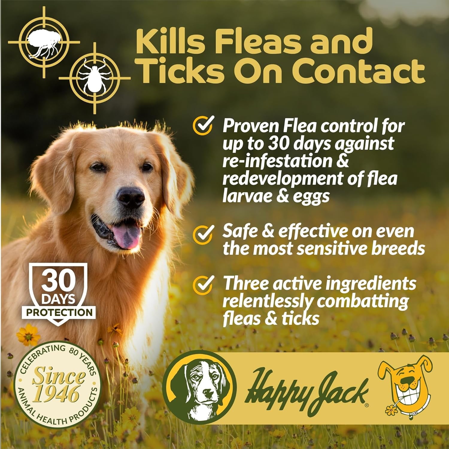 Happy Jack Paracide Flea and Tick Shampoo for Dogs, Cats, Ferrets and Horses, 8 oz