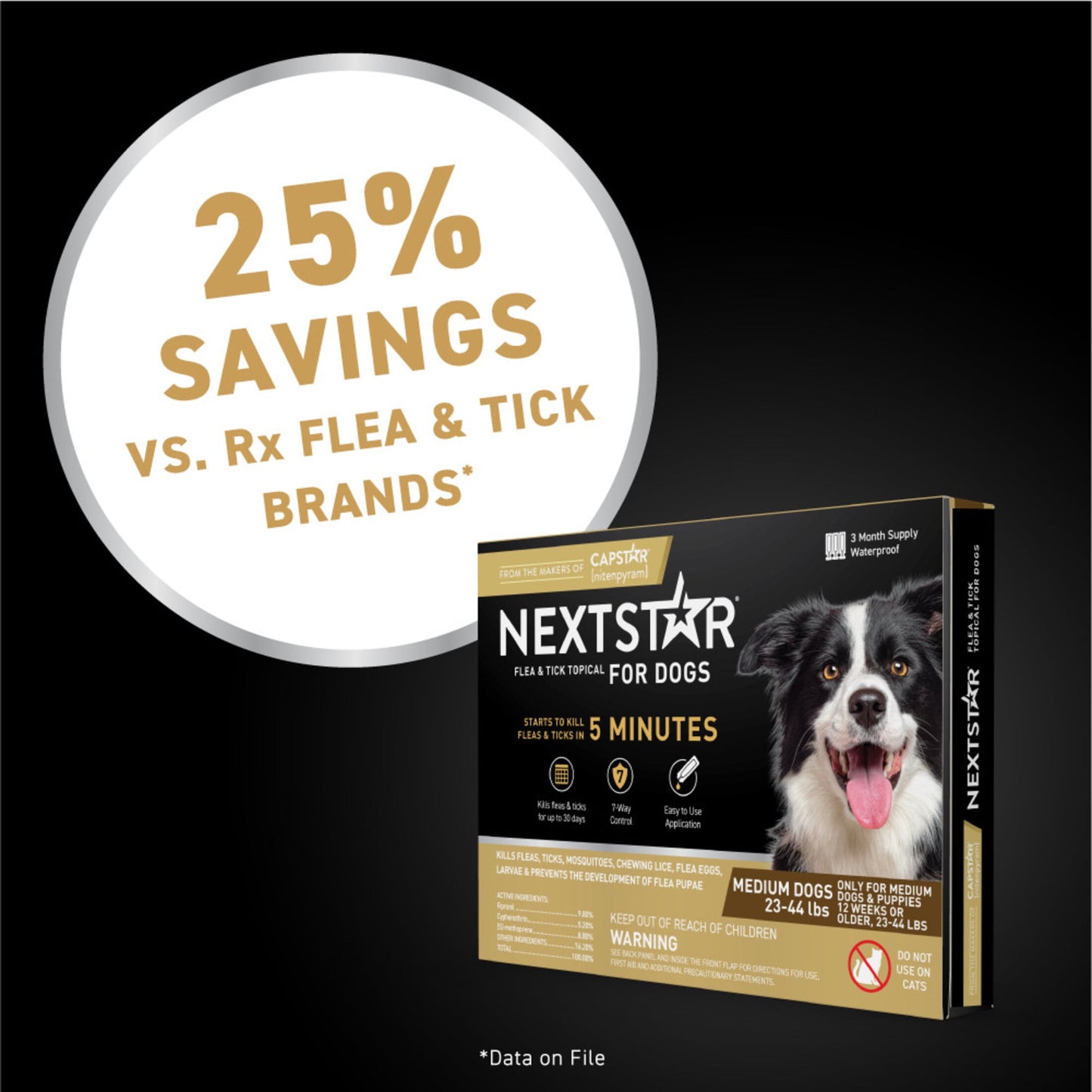(2 pack) NEXTSTAR Flea & Tick Topical Prevention for Dogs 23-44 lbs, 1-Month Supply