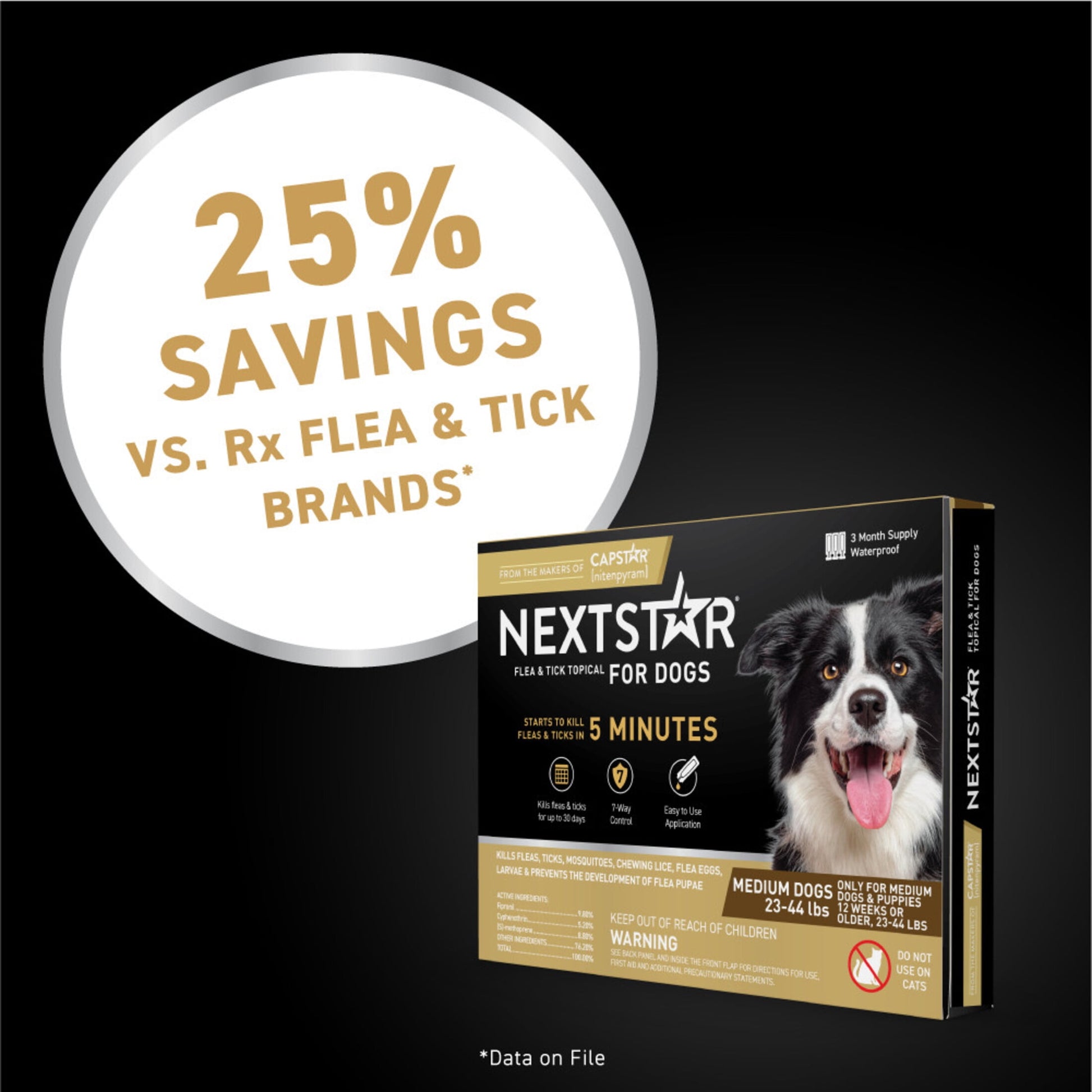(2 pack) NEXTSTAR Flea & Tick Topical Prevention for Dogs 23-44 lbs, 1-Month Supply