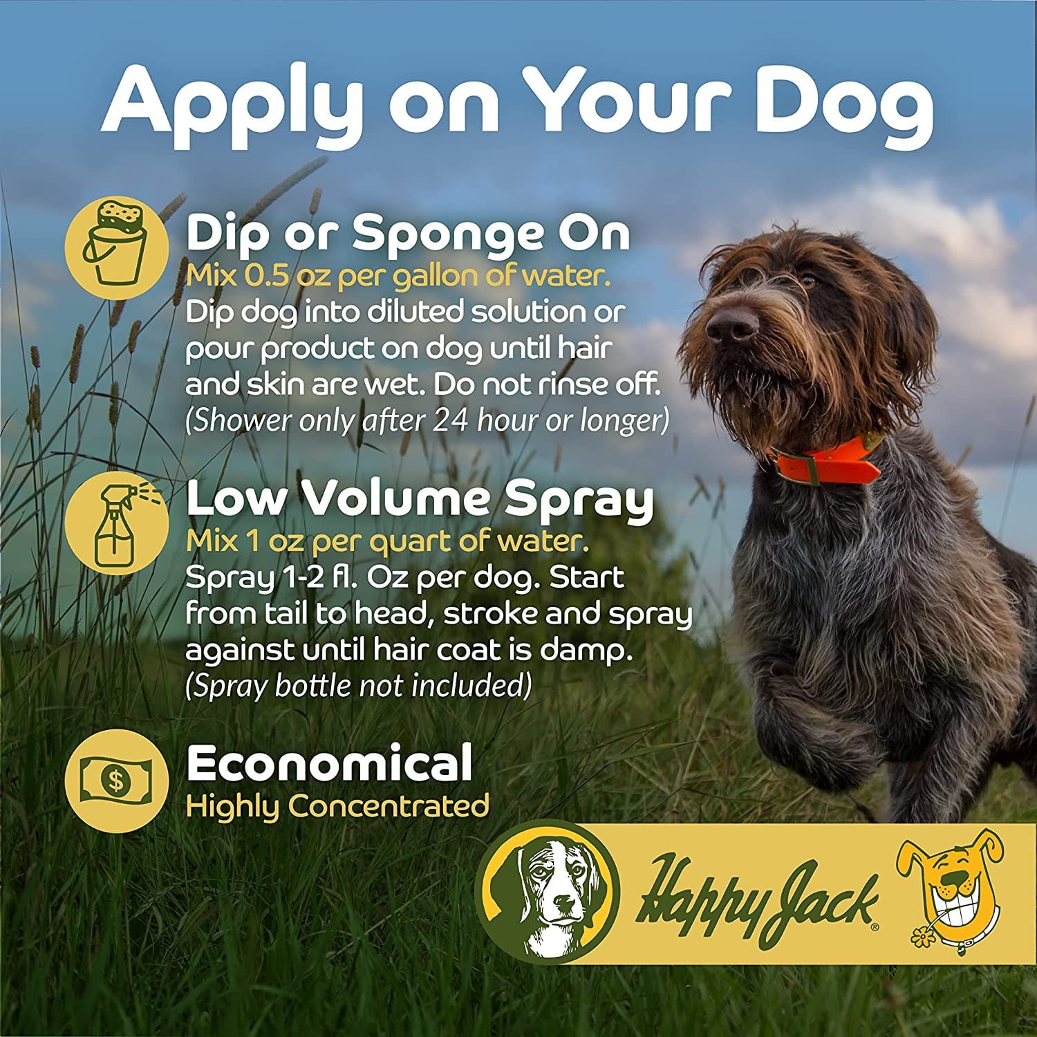 Happy Jack Kennel Dip II Flea, Tick & Mange Treatment for Dogs, 16 oz