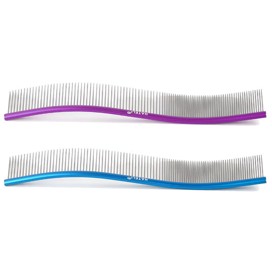 ACDANC 2Pcs Dog Comb,Ergonomic Handle Design Metal Comb,Easily Untangles Knots Dematting Comb for Dogs,Color-Mixing1