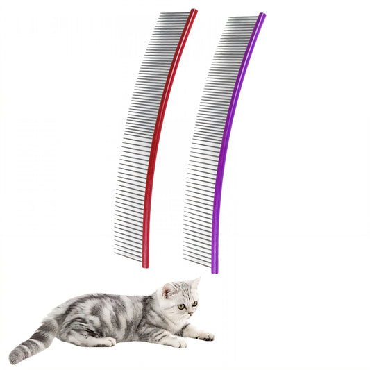ACDANC 2Pcs Dog Comb,Stainless Steel Cat Comb,For Long & Short Hair Metal Comb