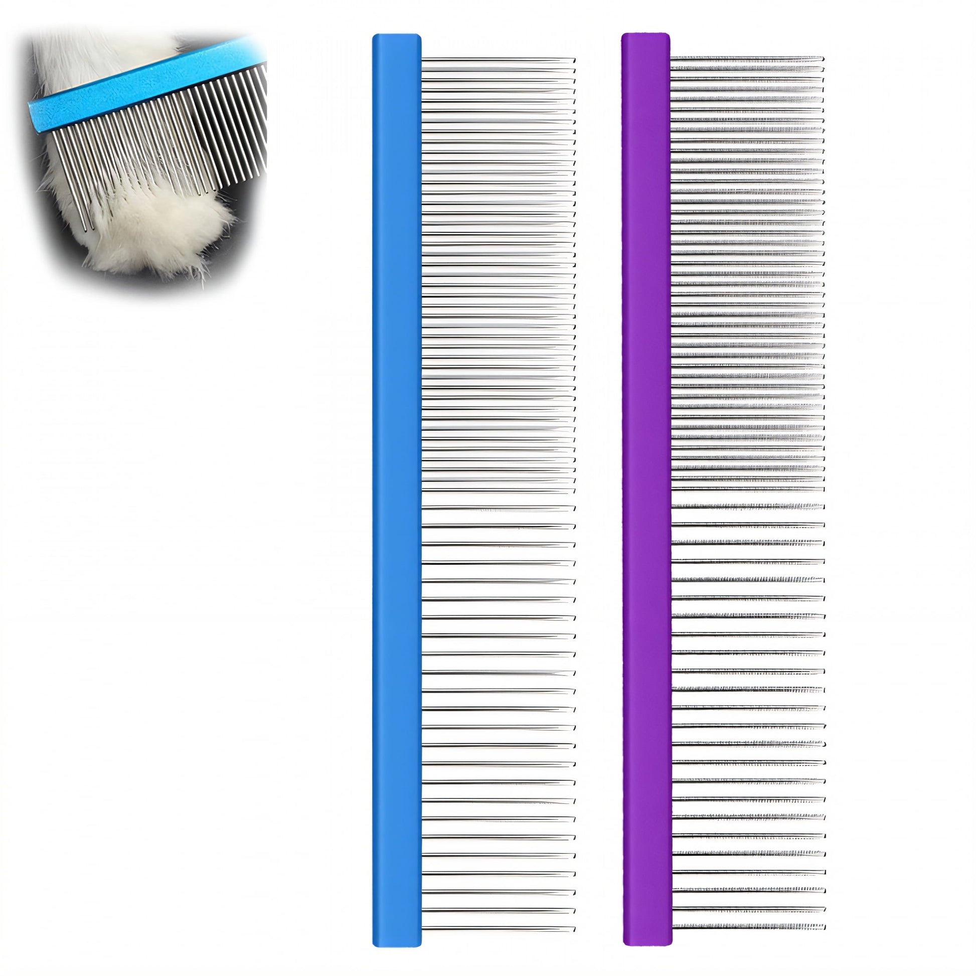 ACDANC 2Pcs Dog Comb,Fine-Toothed Comb Metal Comb,Quick Hair Removal Dematting Comb for Dogs,Color-Mixing1