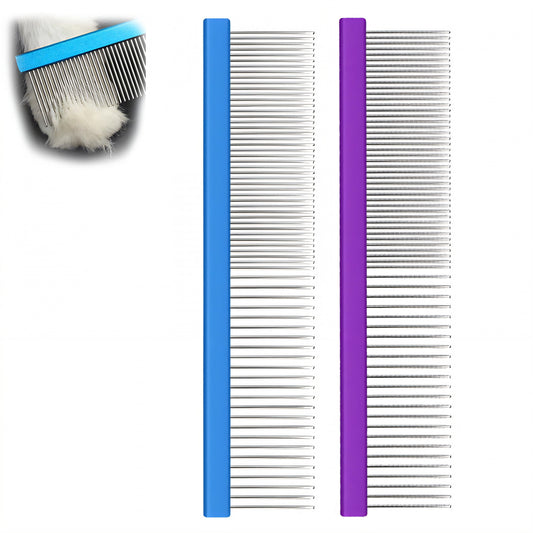 ACDANC 2Pcs Dog Comb,Fine-Toothed Comb Metal Comb,Quick Hair Removal Dematting Comb for Dogs,Color-Mixing1