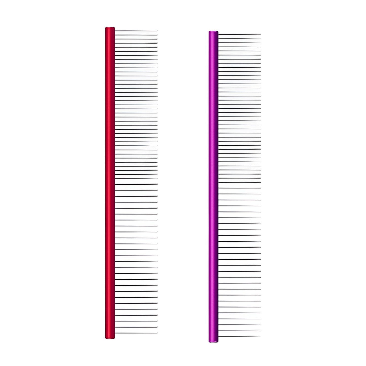 ACDANC 2Pcs Dog Comb,Fine-Toothed Comb Metal Comb,Soft Brushing Dematting Comb for Dogs,Color-Mixing1