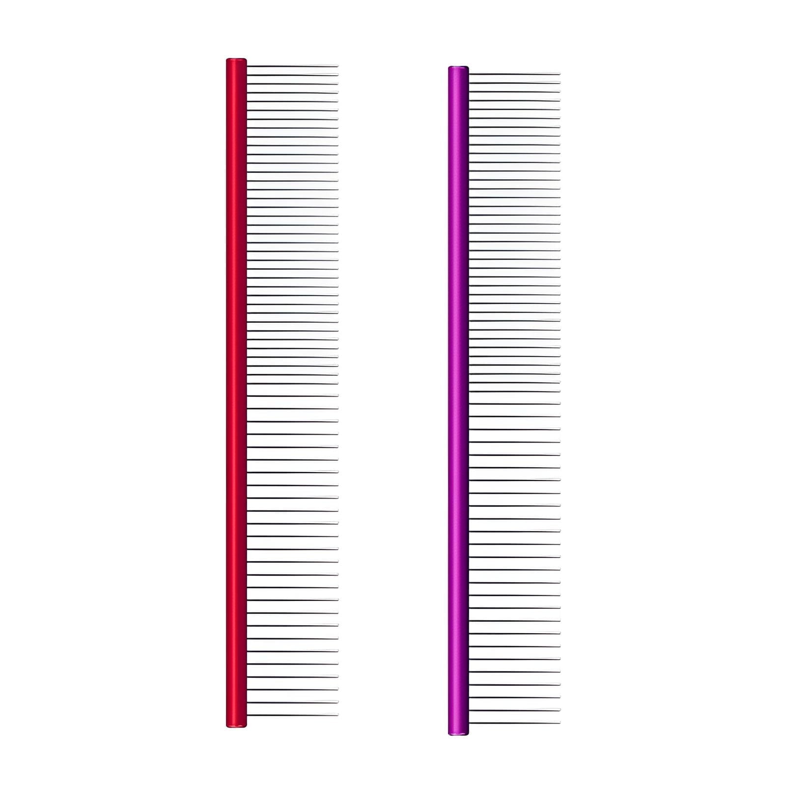 ACDANC 2Pcs Dog Comb,Fine-Toothed Comb Metal Comb,Soft Brushing Dematting Comb for Dogs,Color-Mixing1