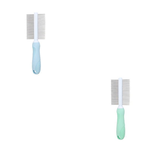 ACDANC 2Pcs Dog Comb,Gentle on Skin Metal Comb,Deep Fur Grooming Dematting Comb for Dogs,Color-Mixing1