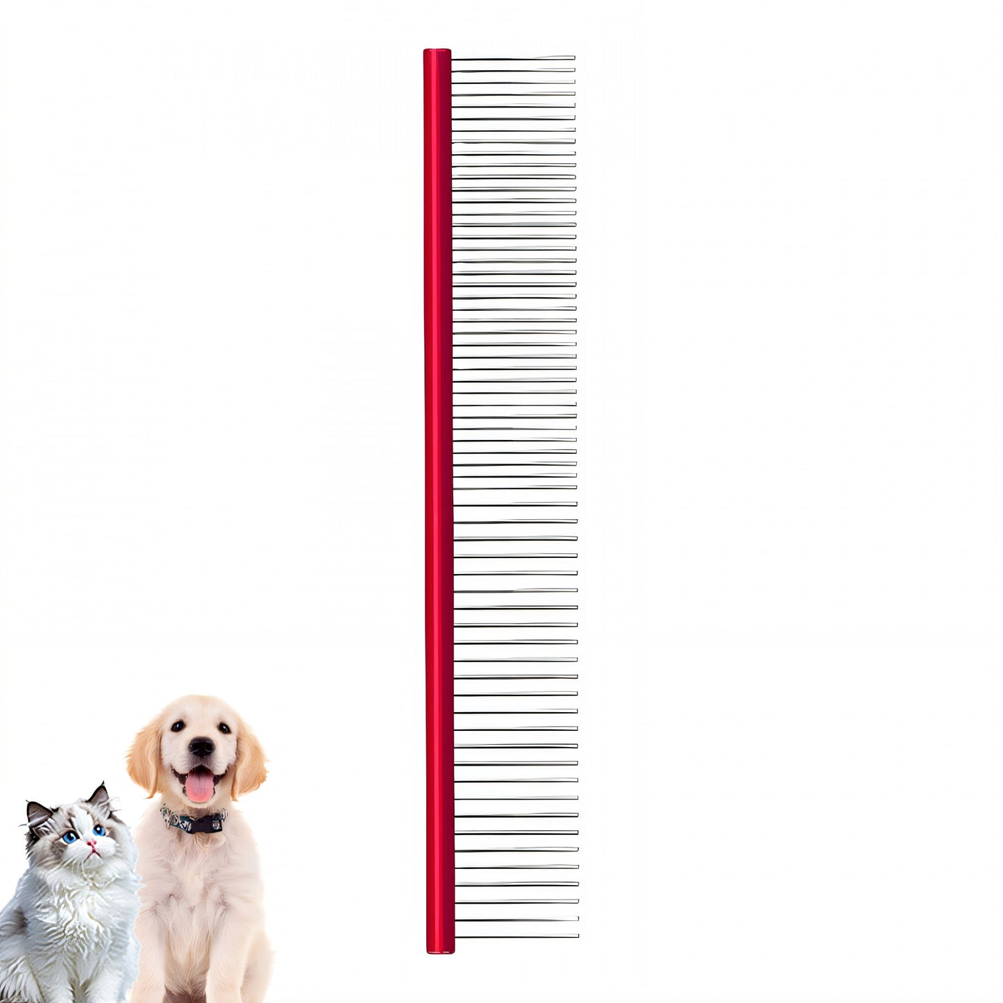 ACDANC Dog Comb,Dog Combs for Grooming Matting,Grooming Tool for Dogs and Cats Metal Comb,Red