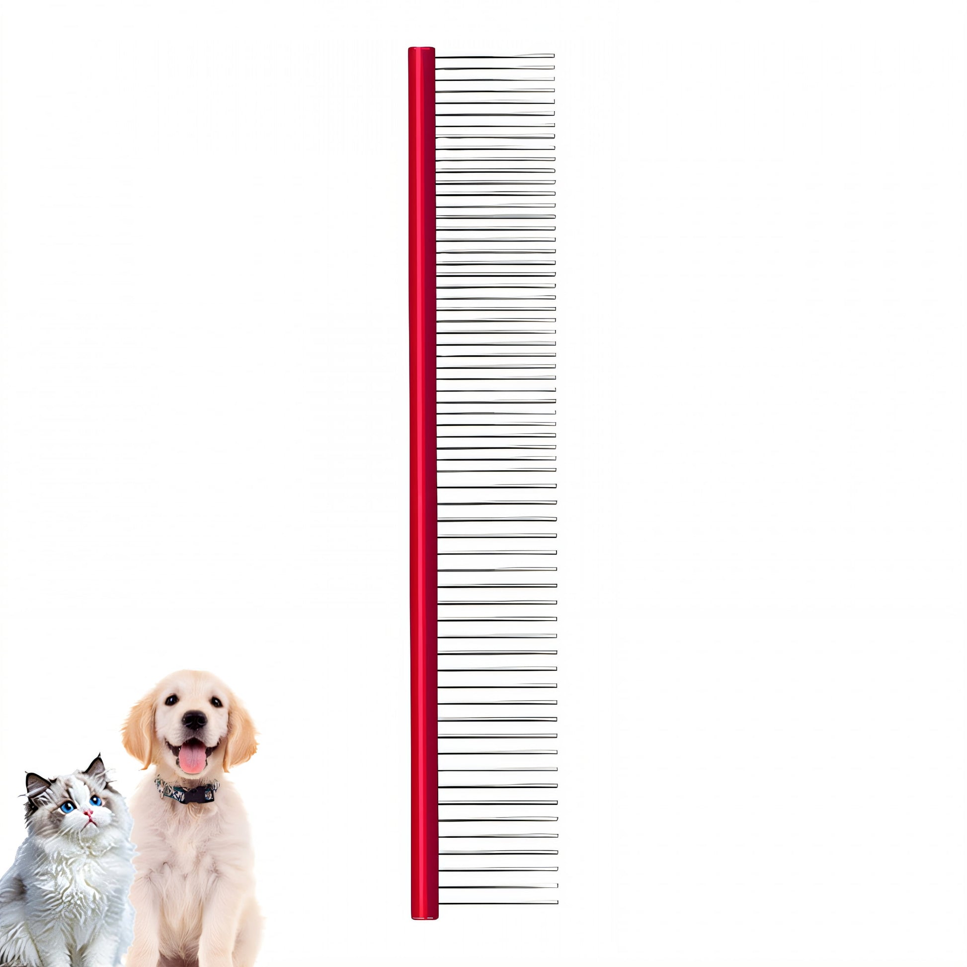 ACDANC Dog Comb,Dog Combs for Grooming Matting,Grooming Tool for Dogs and Cats Metal Comb,Red