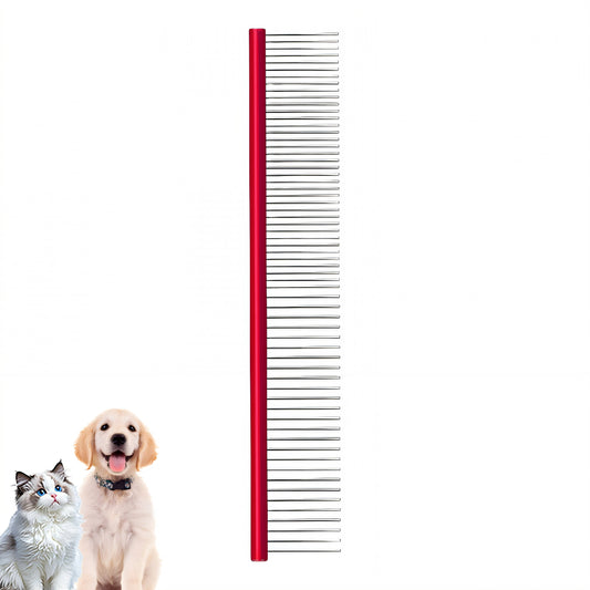 ACDANC Dog Comb,Dog Combs for Grooming Matting,Grooming Tool for Dogs and Cats Metal Comb,Red