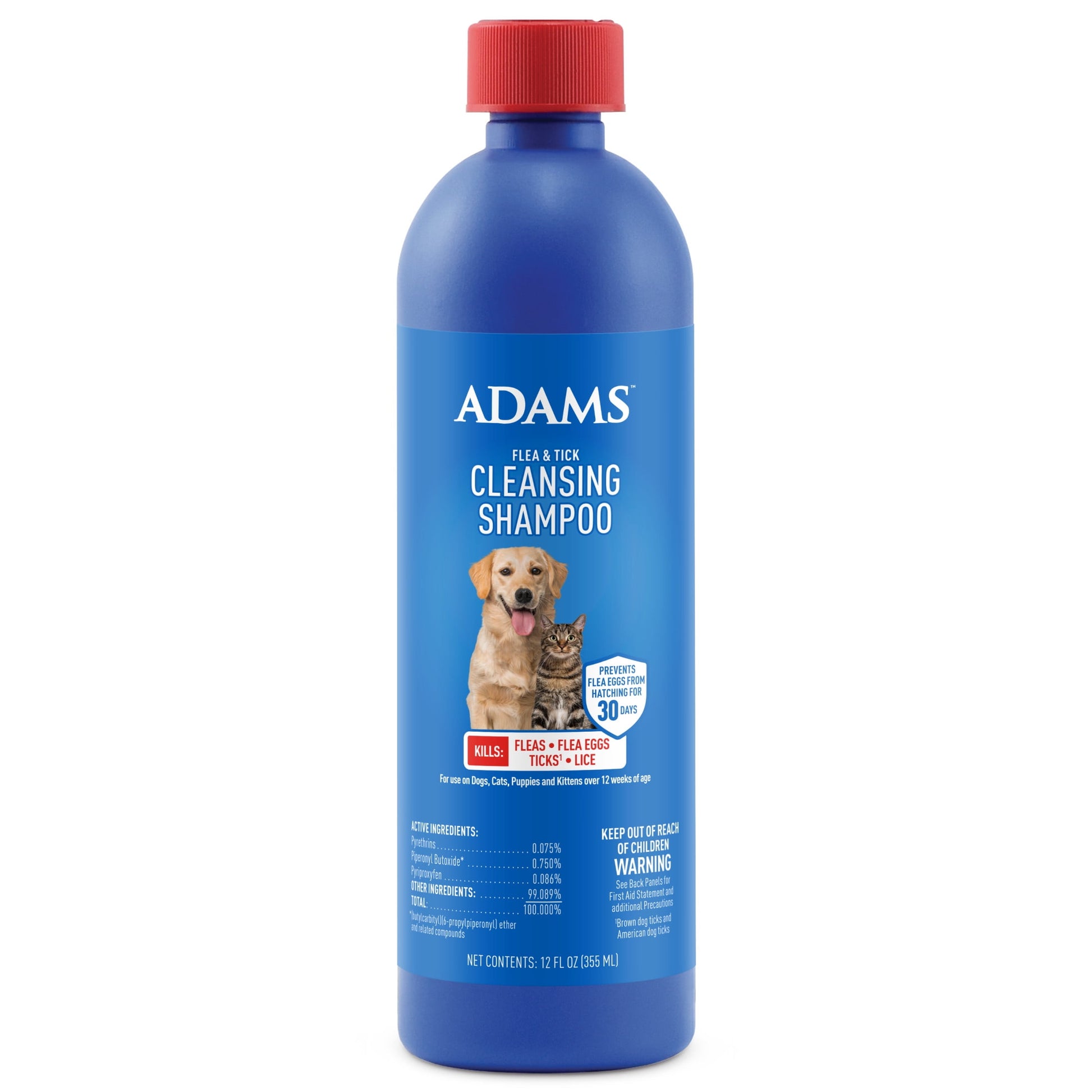 Adams Flea & Tick Cleansing Shampoo for Cats and Dogs, 12 ounces