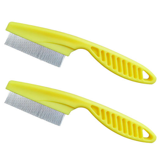Aruwei 2Pcs Pet Flea Comb Stainless Steel Tear Stain Removal Grooming Brush for Dogs and Puppies