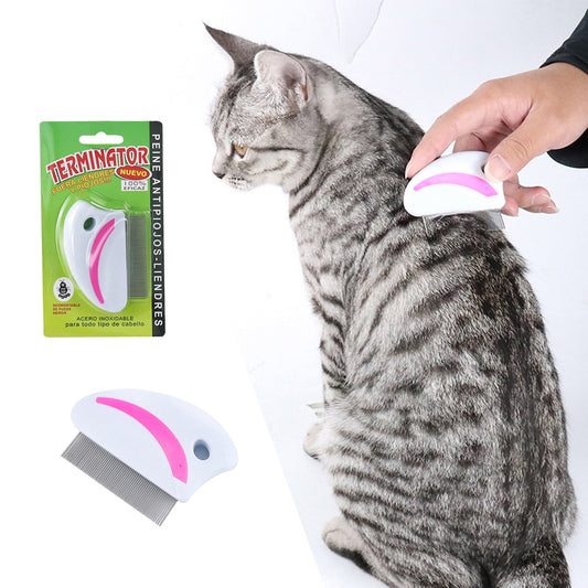 Flea Lice Comb, Stainless Steel Dog Cat Grooming Combs with Rounded Teeth, Professional Pet Tear Stain Remover, Dematting Tool for Small, Medium & Large Pets