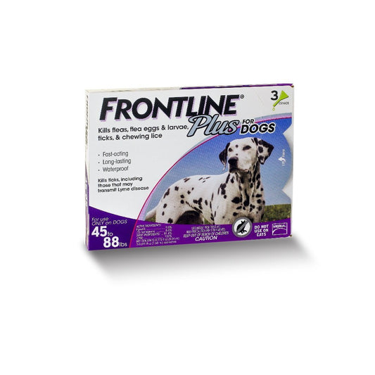 Frontline Plus for Large Dogs, 45-88 lbs, Flea & Tick Control, 3 Ct.