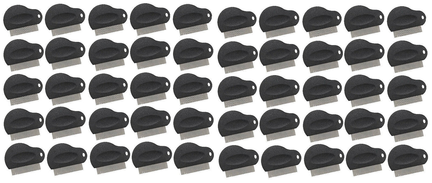 Pet Flea Combs Contoured Grip 3" 29 Tooth Tool Black or Purple Bulk Available (Black - 50 Combs)