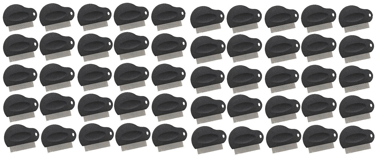 Pet Flea Combs Contoured Grip 3" 29 Tooth Tool Black or Purple Bulk Available (Black - 50 Combs)