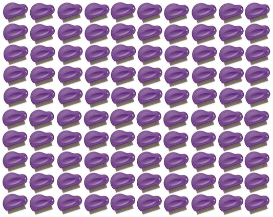 Pet Flea Combs Contoured Grip 3" 29 Tooth Tool Black or Purple Bulk Available (Purple - 100 Combs)
