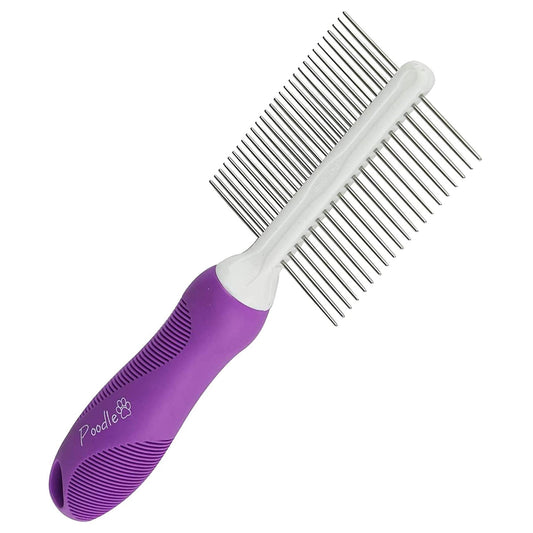 Poodle Pet Double-Sided Stainless Steel Dog & Cat Pet Comb Grooming Hair Tool