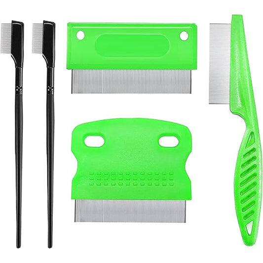 Saluqifa 5 Pieces Tear Stain Remover and Grooming Combs - Pet Lice Comb Removes Fleas, Eggs, Dandruff, Hair Stains, Crust, and Mucus for Small Pets