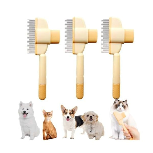 Saluqifa Zen Brush For Cats, Zenbrush™ Cat Comb - Removes Fur & Relieves Pain, Avatar Cat Comb for Long/Short Hair, Self Cleaning Pet Flea Combs Grooming Brush (3*Yellow)